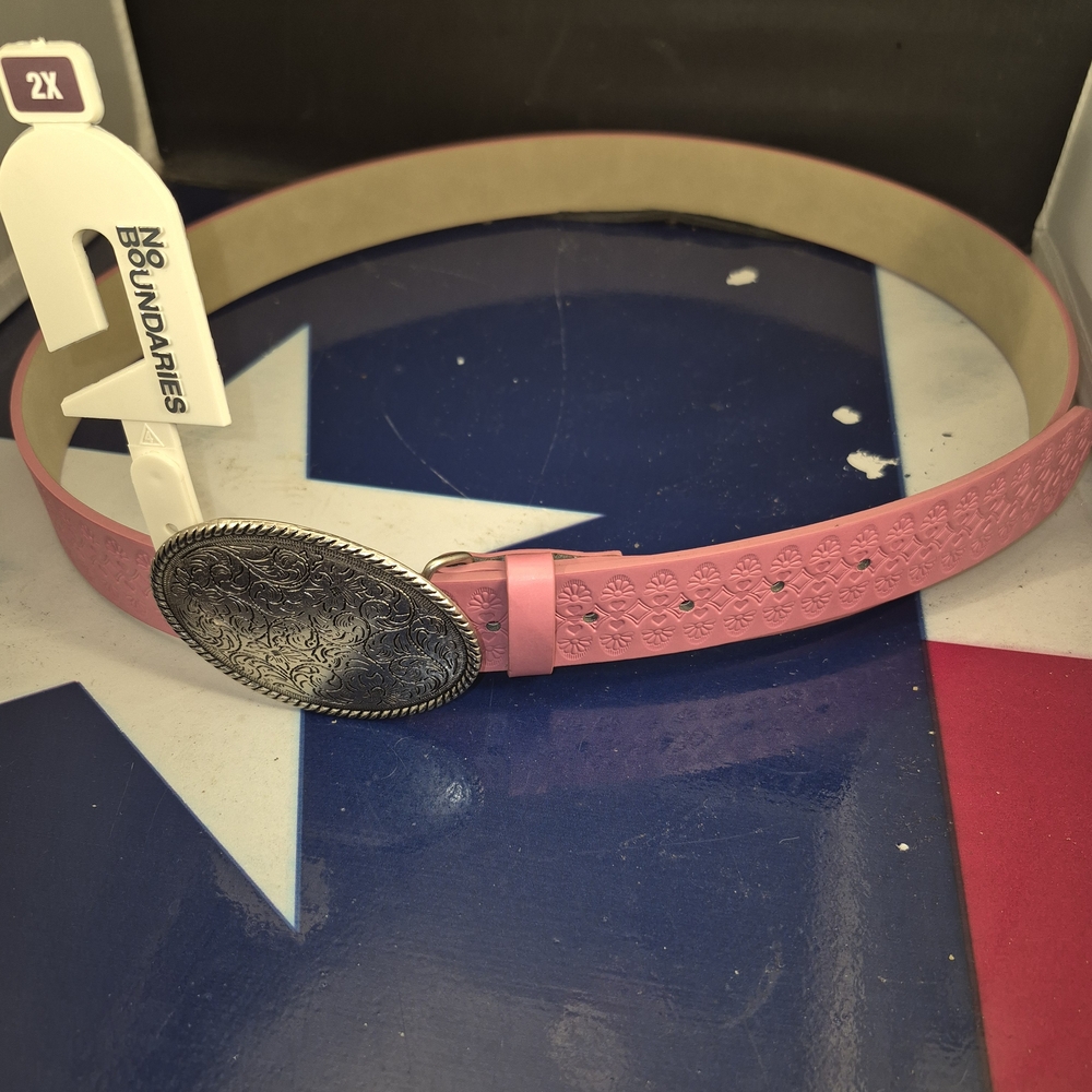 No Boundaries Pink Belt with Silver Buckle